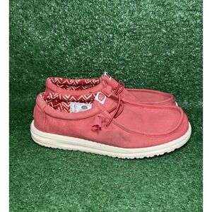 Hey Dude Wally Stretch Shoes Mens Size 11 Red Comfortable Slip On Loafer Sneaker